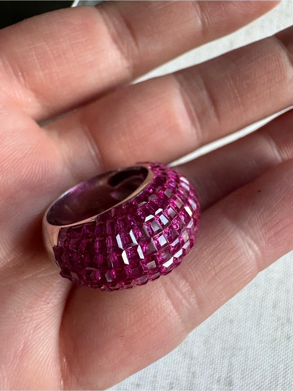 Stunning lab created domed ruby ring set in Sterling silver - Picture 7 of 15